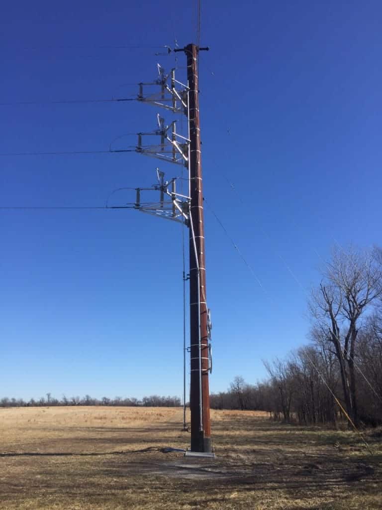 electric pole or tower with switchers installed