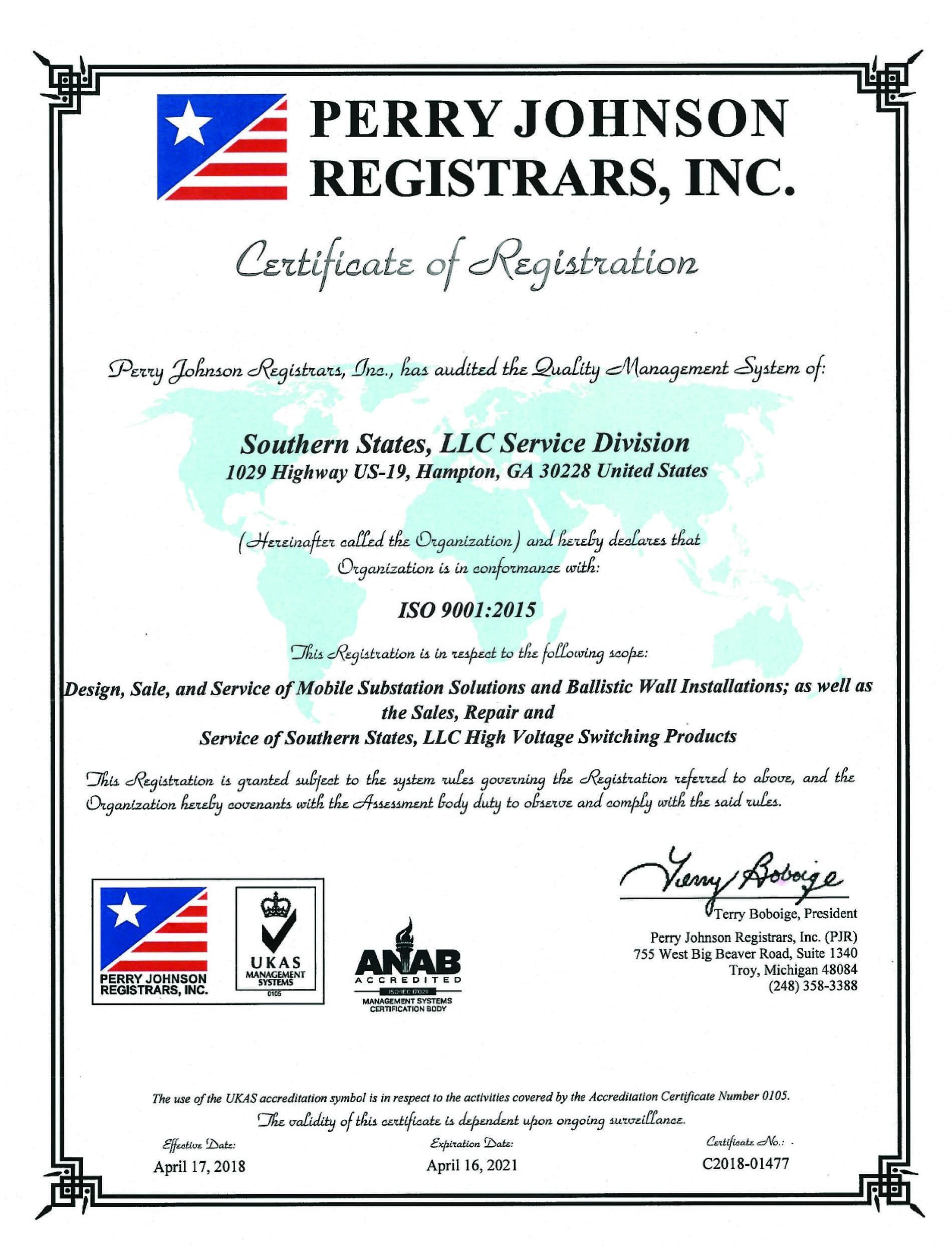 registration certification 